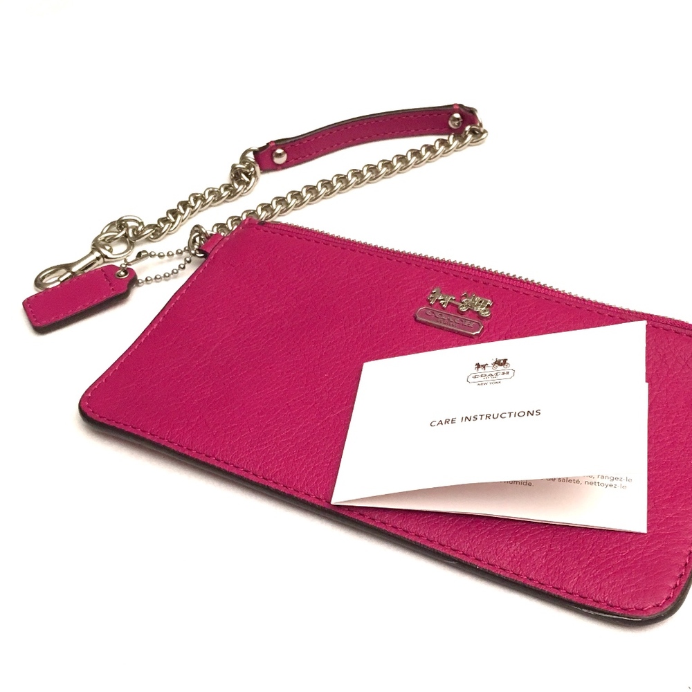 Magenta Coach Wristlet w/Silver Hardware NWOT
